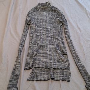 Theory wool wide rib mock neck pullover petite